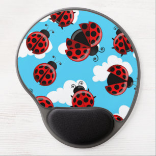 Red Ladybug Beetle Insect Lover Black Hearts Gel Mouse Pad