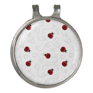 Red Ladybug Beetle Insect Lover Black Hearts Golf Hat Clip