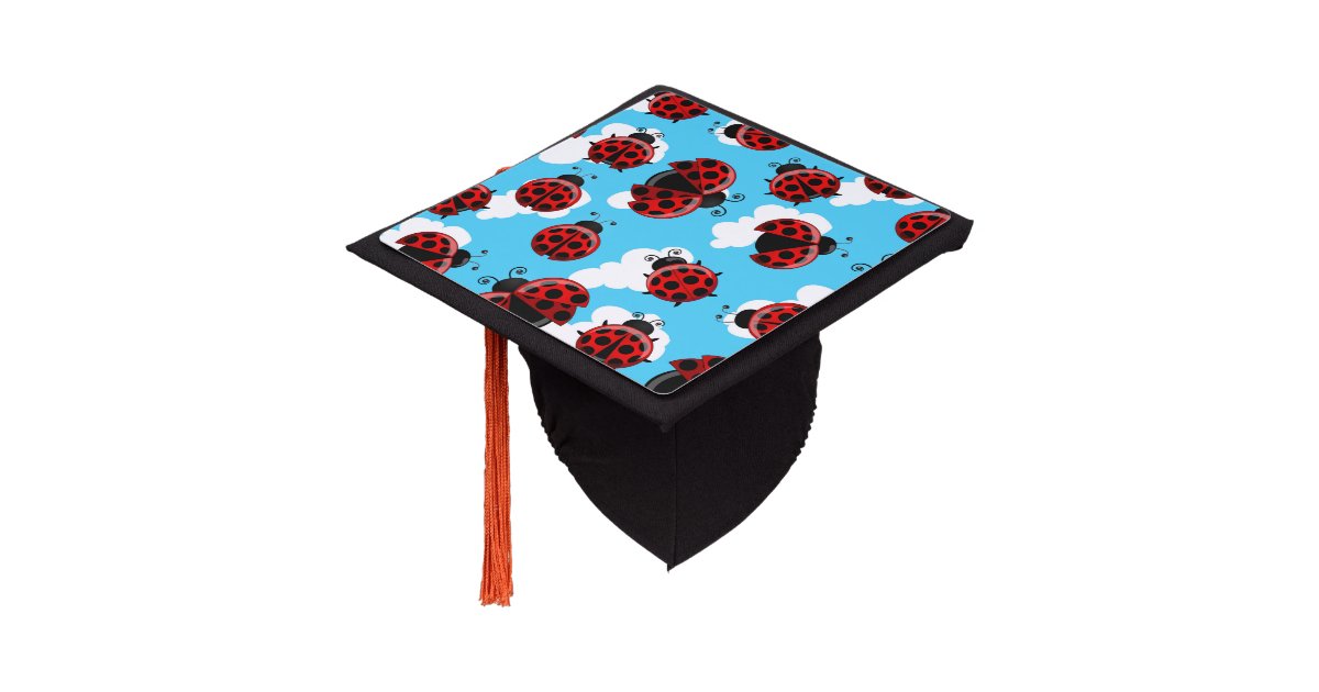 Red Ladybug Beetle Insect Lover Black Hearts Graduation Cap Topper | Zazzle
