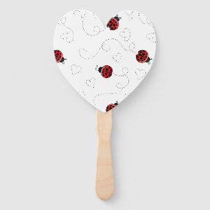Red Ladybug Beetle Insect Lover Black Hearts Hand Fan