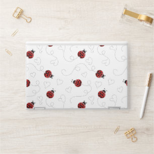 Red Ladybug Beetle Insect Lover Black Hearts HP Laptop Skin