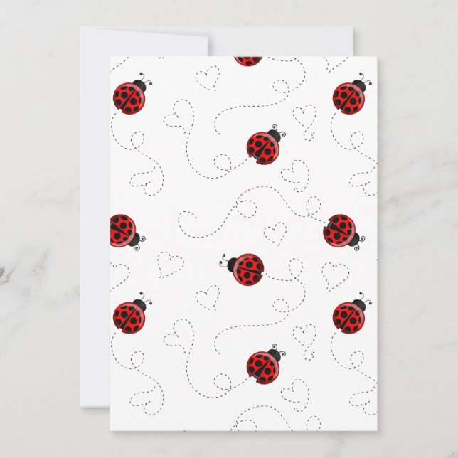 Red Ladybug Beetle Insect Lover Black Hearts Invitation (Front)