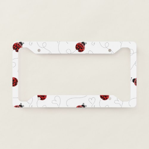 Red Ladybug Beetle Insect Lover Black Hearts License Plate Frame