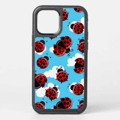 Red Ladybug Beetle Insect Lover Black Hearts OtterBox Symmetry iPhone 12 Case