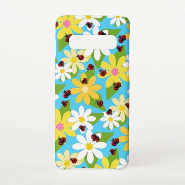Red Ladybug Beetle Insect Lover Black Hearts Samsung Galaxy Case (Back)