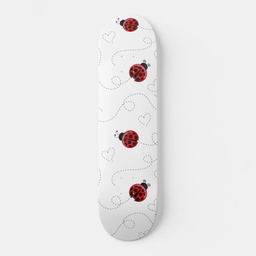 Red Ladybug Beetle Insect Lover Black Hearts Skateboard