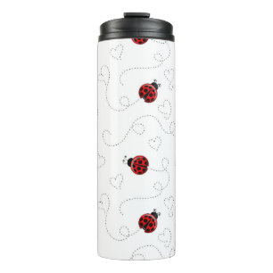 Red Ladybug Beetle Insect Lover Black Hearts Thermal Tumbler