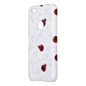 Red Ladybug Beetle Insect Lover Black Hearts Uncommon Google Pixel Case (Back/Left)