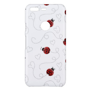 Red Ladybug Beetle Insect Lover Black Hearts Uncommon Google Pixel Case