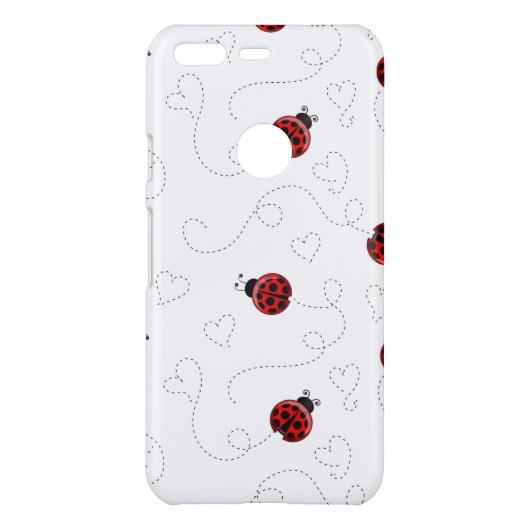 Red Ladybug Beetle Insect Lover Black Hearts Uncommon Google Pixel Case (Back)
