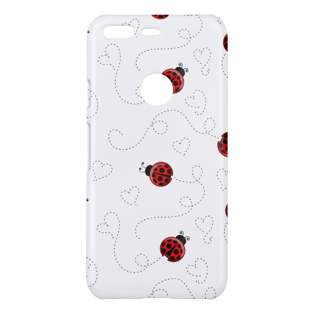 Red Ladybug Beetle Insect Lover Black Hearts Uncommon Google Pixel Case (Back)