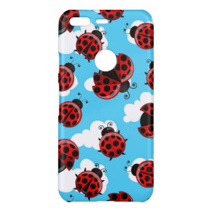 Red Ladybug Beetle Insect Lover Black Hearts Uncommon Google Pixel Case