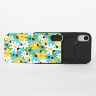 Red Ladybug Beetle Insect Lover Black Hearts iPhone XR Slider Case