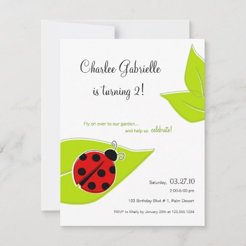 Red Ladybug Birthday Invitation