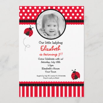Red Ladybug Birthday Invitation by Petit_Prints at Zazzle