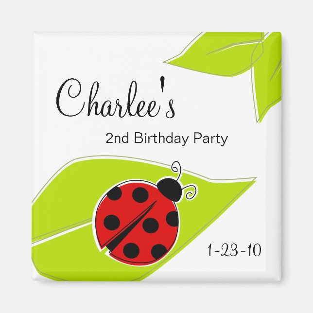 Red Ladybug Birthday Magnets (Front)