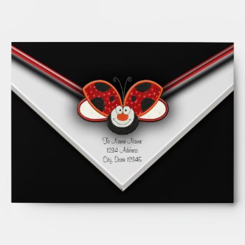 Red Ladybug Black Envelopes by decembermorning at Zazzle