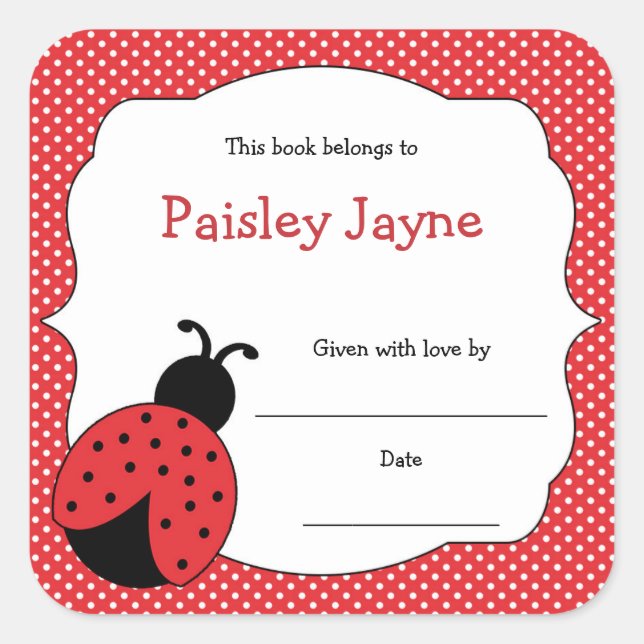Red Ladybug Bookplates / bring a book baby shower (Front)