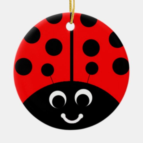 red ladybug ceramic ornament