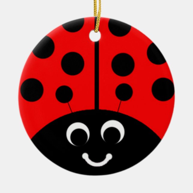 red ladybug ceramic ornament (Front)