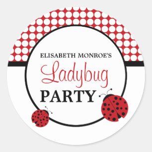 Red Ladybug Children's Birthday Party Classic Round Sticker