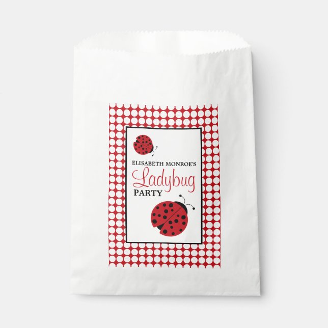 Red Ladybug Children's Birthday Party Favor Bag (Front)