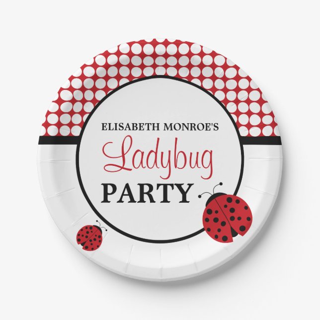 Red Ladybug Children's Birthday Party Paper Plates (Front)