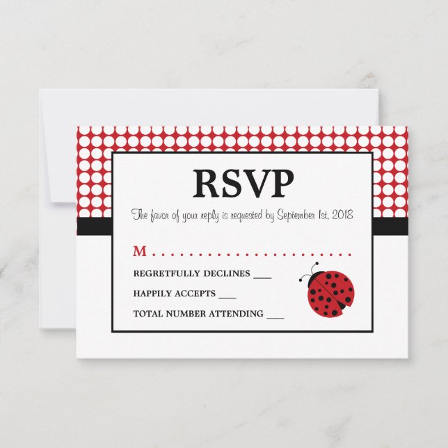 Red Ladybug Children's Birthday Party RSVP (Front)