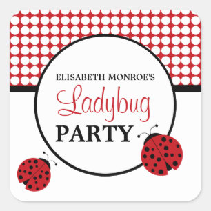 Red Ladybug Children's Birthday Party Square Sticker