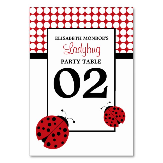 Red Ladybug Children's Birthday Party Table No. Number (Front)