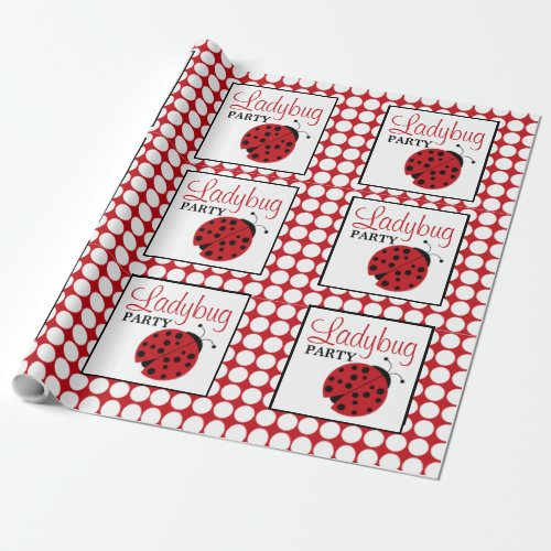 Red Ladybug Childrens Birthday Party Wrapping Paper