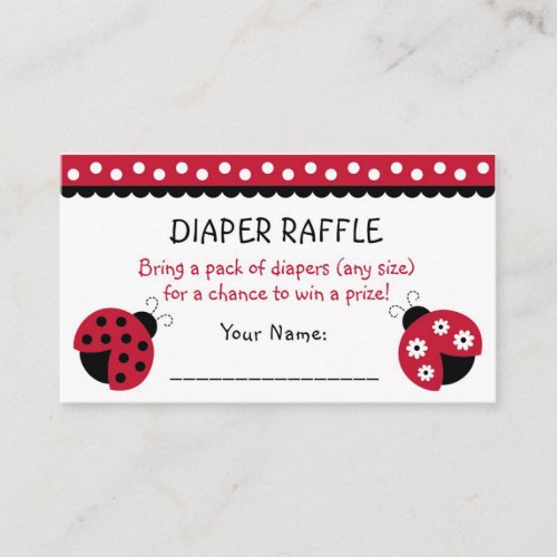 Red Ladybug Diaper Raffle Tickets Enclosure Card