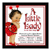 Red Ladybug Ethnic Girl Ladybug Baby Shower Card