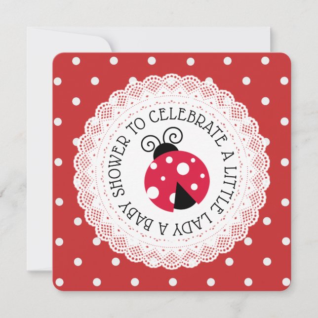 Red Ladybug Girl Baby Shower Invitations (Front)