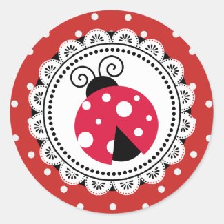 Red Ladybug Girl Baby Shower Stickers