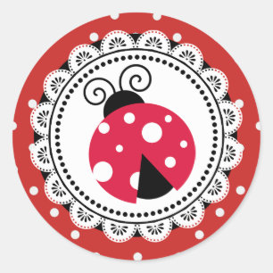 Red Ladybug Girl Baby Shower Stickers