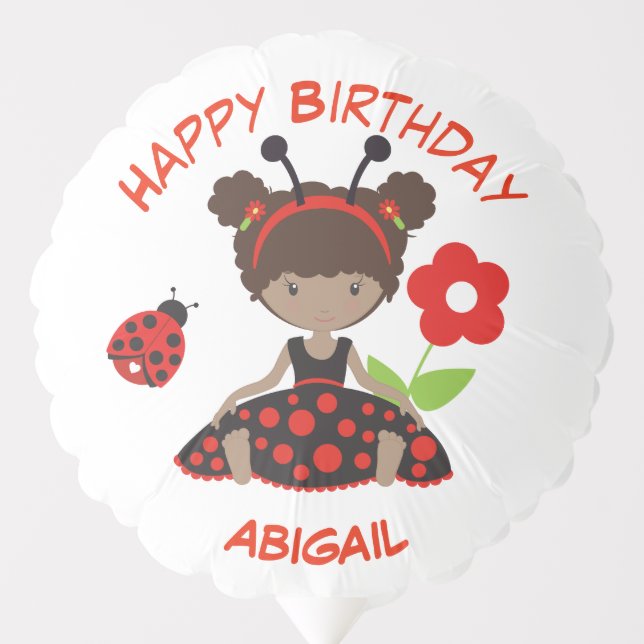 Red Ladybug Girl Birthday Balloon (Front)