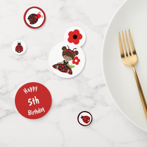 Red Ladybug Girl Birthday Confetti