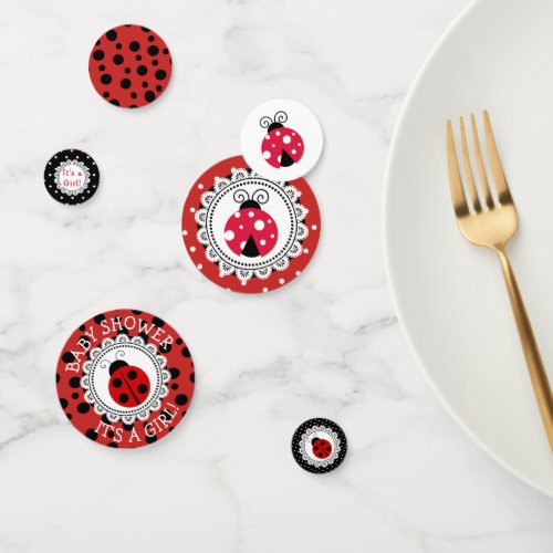 Red Ladybug Girls Baby Shower Confetti