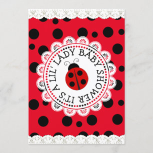 Red Ladybug Girl's Baby Shower Invitation