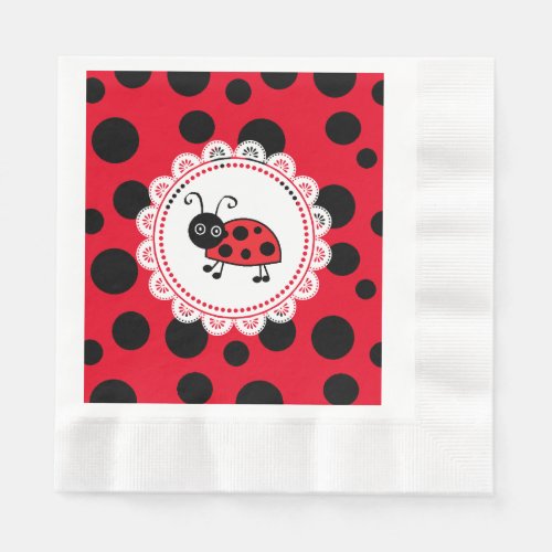 Red Ladybug Girls Baby Shower Napkins