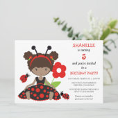Red Ladybug Girls Birthday Party Invitation (Standing Front)