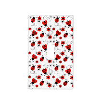 Red Ladybug Lady Bug Floral White Flowers Light Switch Cover