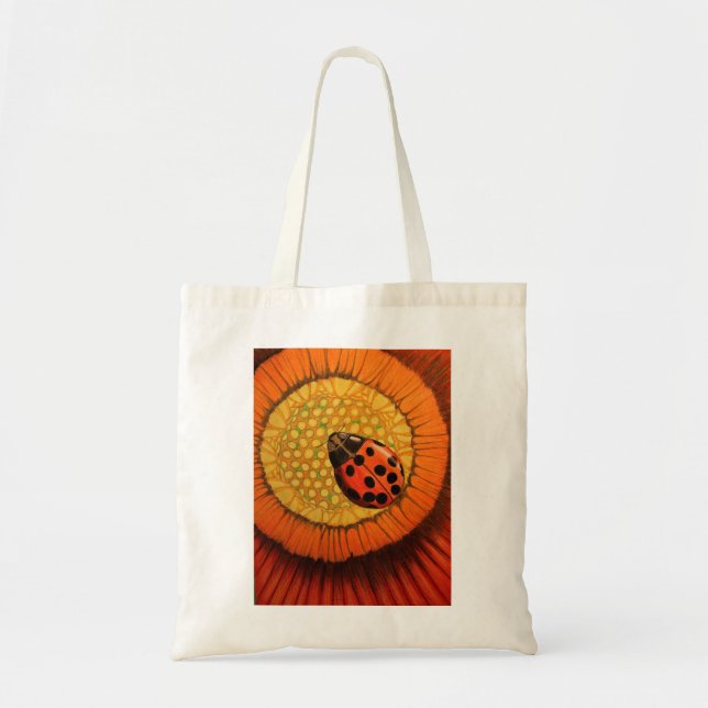 Red Ladybug On Flower Tote Bag (Front)