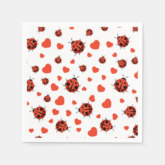 Red Ladybug Paper Plates Napkins (Front)