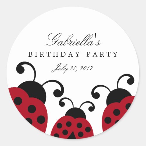 Red Ladybug Party Favor Stickers