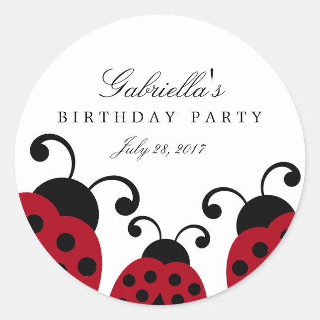 Red Ladybug Party Favor Stickers (Front)