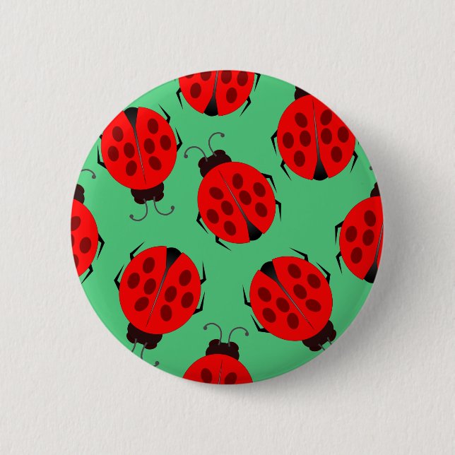 Red Ladybug Pattern Button (Front)