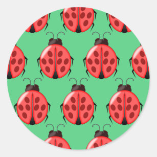 Red Ladybug Pattern Classic Round Sticker