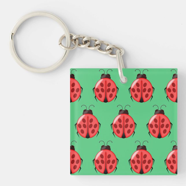 Red Ladybug Pattern Keychain (Front)